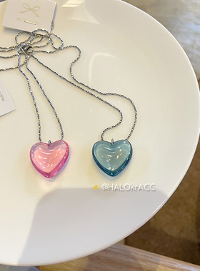 HALOkrACC韩代热恋粉桃心项链