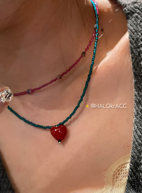 HALOkrACC韩代果冻樱桃心项链