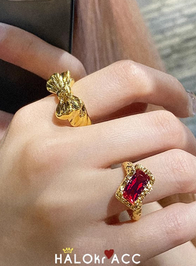 HALOkrACC韩国红水晶戒指