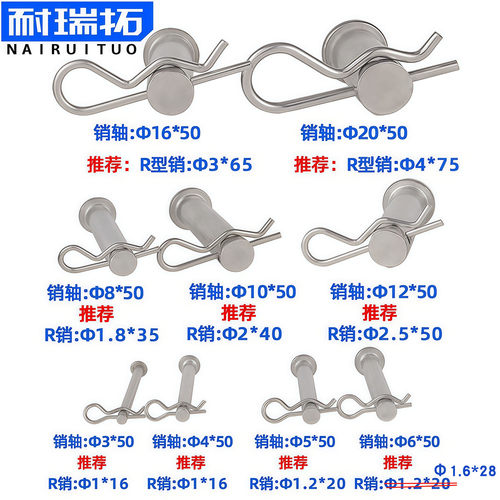 304不锈钢/镀锌R型销B型弹性闭口开口销波浪销R形卡销发夹销插销 - 图2