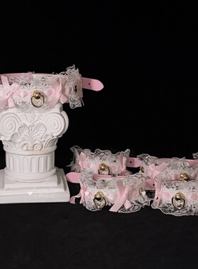 粉蕾丝女仆项圈手环脚环