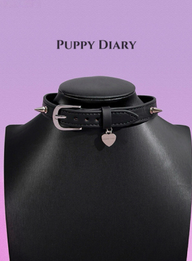 Puppy*真皮项圈女颈带choker项链小众设计铆钉朋克刻字情侣礼物