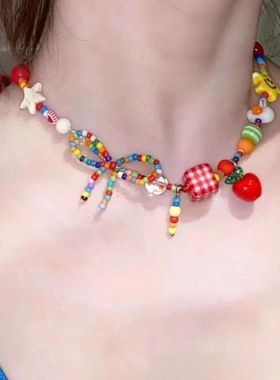 女项链蝴蝶结小清甜美项饰夏日