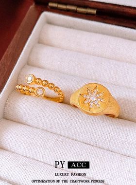 电镀真金手饰戒指宫廷风百搭24