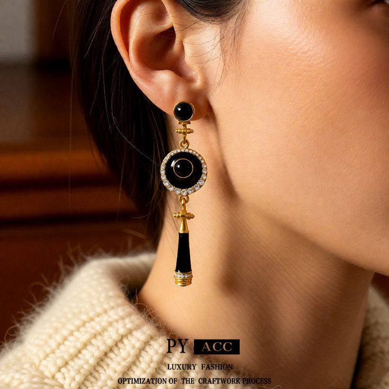 气质耳环vintage滴油吊坠复古圆形中古时尚耳饰百搭银针个性耳钉,淘宝优惠券,粉丝福利购,淘宝优惠卷