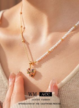 真金18轻奢小众气质镶电镀串珠