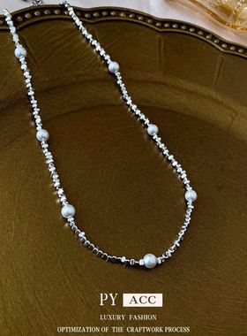 个性项链项饰链女冷淡批发碎银流苏珍珠爱心设计感风小众锁骨潮流