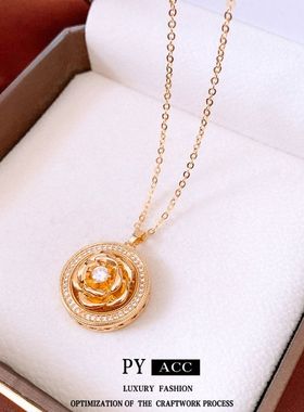 旋转项饰花朵复古项链高级感毛衣