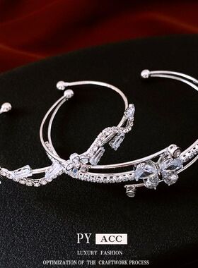 小众精致个性蝴蝶设计感手饰百搭三层手镯时尚锆石开口轻奢风手环