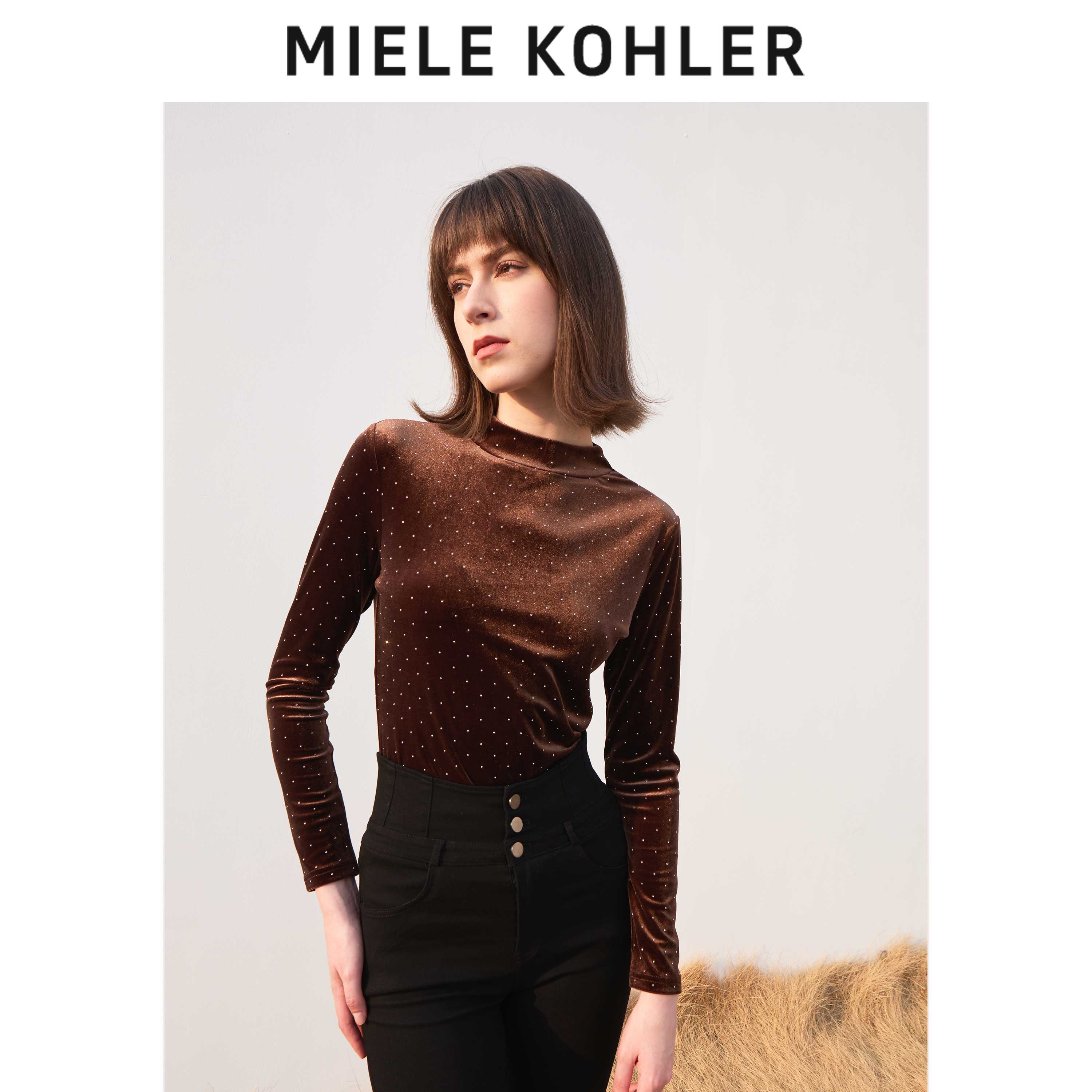 Miele Kohler2023秋季时尚休闲设计感女士内搭上衣MKOMB52085-图2