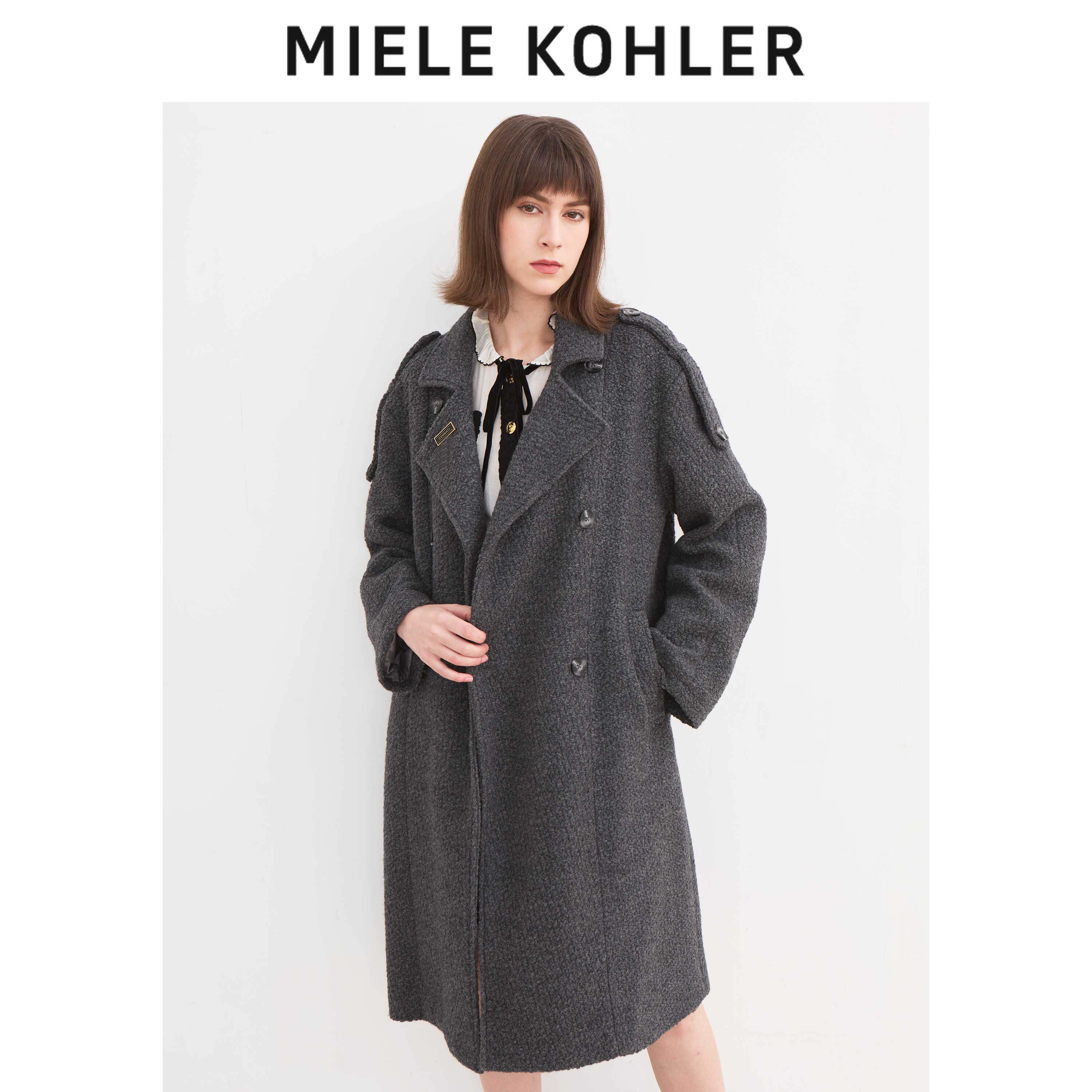 Miele Kohler2023高级感热力感穿搭女士中长款羊毛外套MKOSJ1049 - 图0