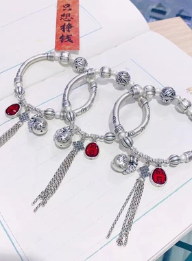 爆款足银999大吉大利弯管纯银手链原创设计气质轻奢款首饰送妈妈