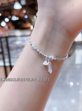 新款足银999算盘碎银子手链女ins小众设计新款气质水晶手串女