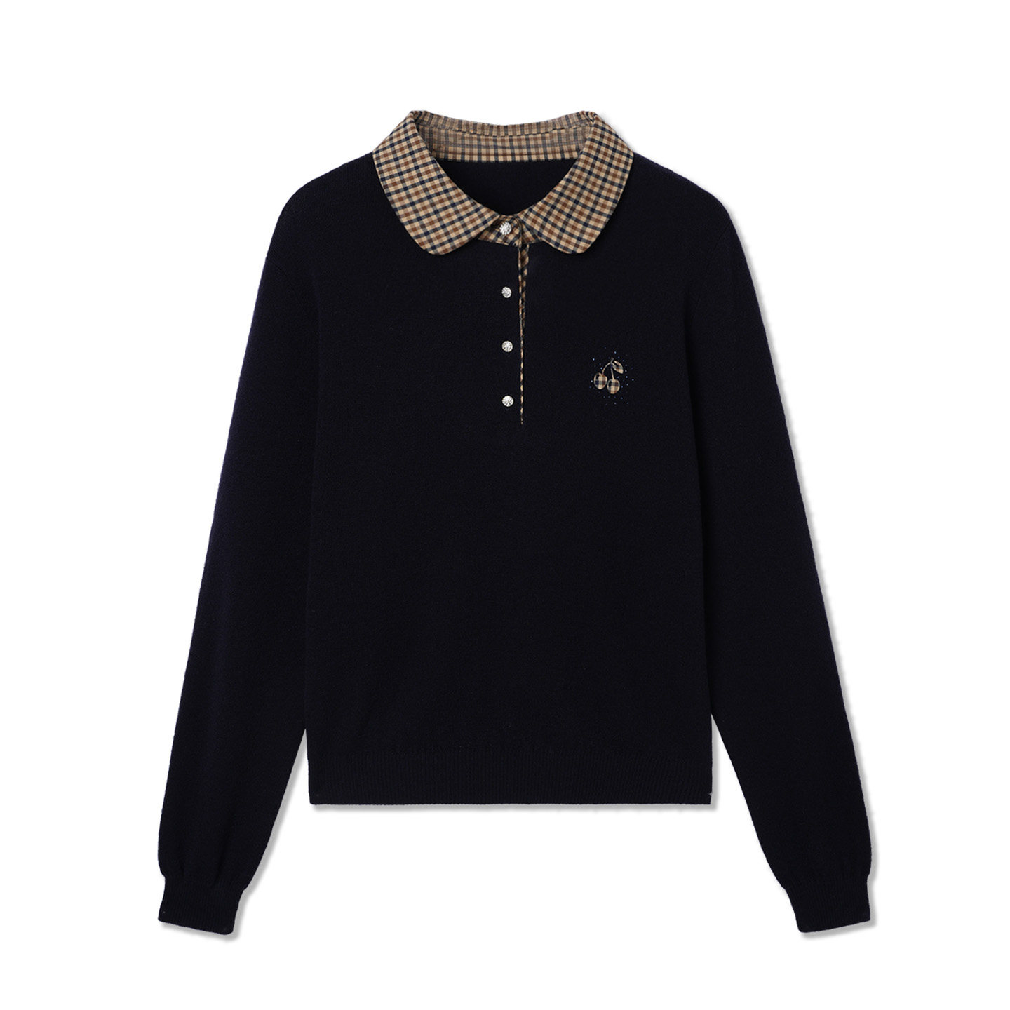 【假两件Polo领】枫竺智性风格纹全羊毛套头针织衫女秋冬内搭毛衣,淘宝优惠券,粉丝福利购,淘宝优惠卷