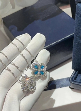 钻闪四叶草项链女轻奢锁骨链