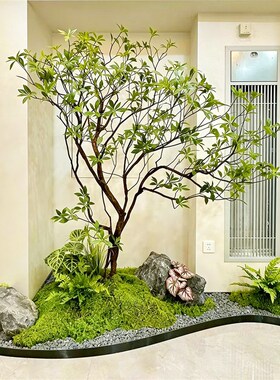 速发仿真绿色植物马醉木造景室内楼梯下别墅装饰组合景观摆件落地