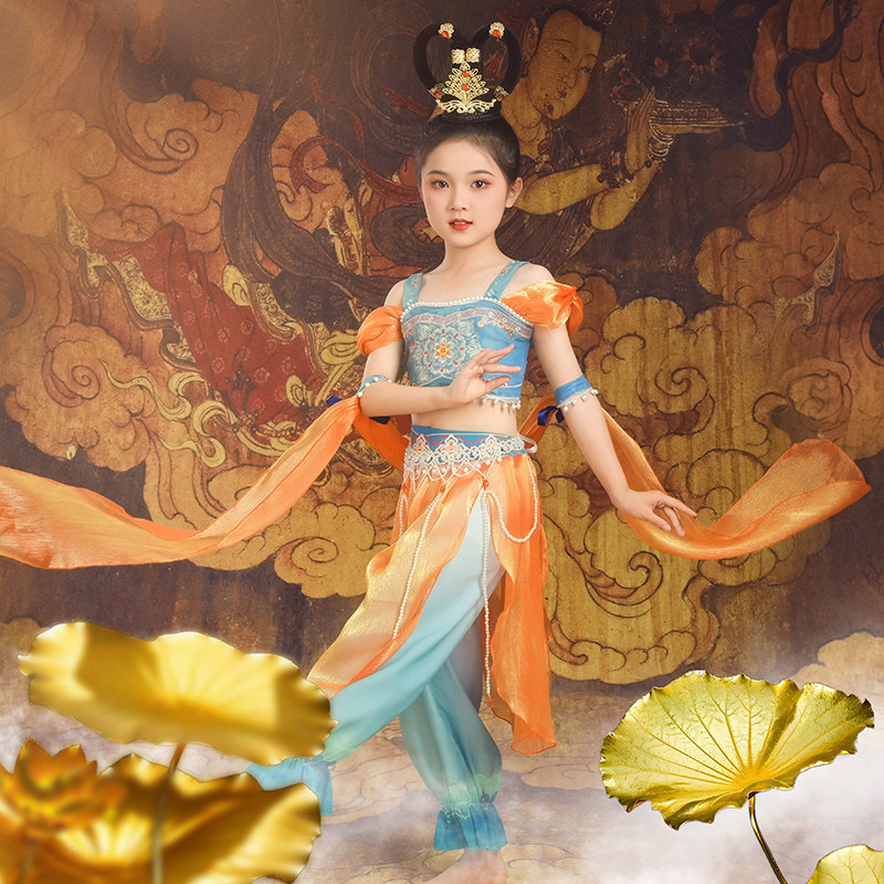 敦煌飞天汉服舞蹈演出服女儿童古典舞反弹琵琶手鼓乐鼓道具表演服,淘宝优惠券,粉丝福利购,淘宝优惠卷