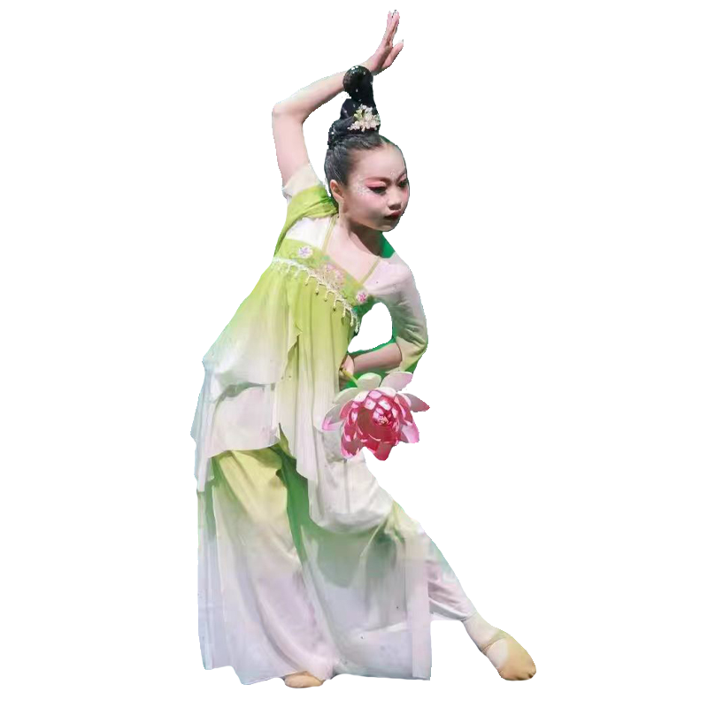 儿童古典舞演出服女江南可采莲舞蹈服荷花小荷叶翩翩道具表演服装,淘宝优惠券,粉丝福利购,淘宝优惠卷