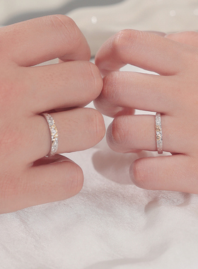 I Do&Co.流光银杏情侣对戒999银戒指一对 轻奢纪念日礼物送男女友