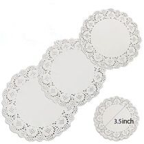 200 Pcs Round Heart Paper Lace Table Doilies White