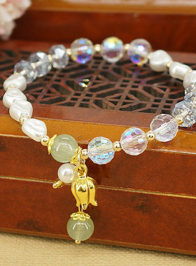 新中式国风郁金香吊坠手链国潮手串景区热销义乌饰品货源