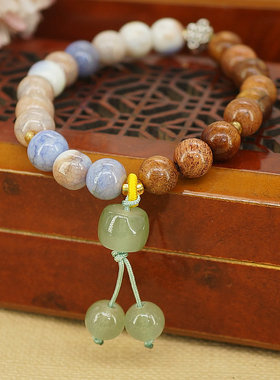 新中式国风木珠手链国潮晕染珠手串景区热销义乌饰品货源