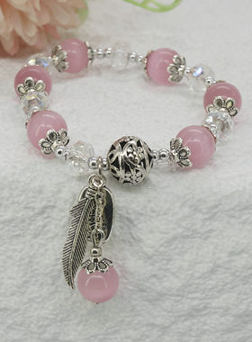 高级感方糖猫眼旅游景区手链森系义乌饰品混批货源可混批