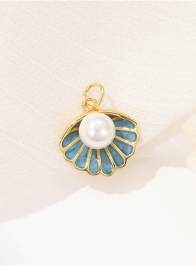 14K海洋生物吊坠海星贝壳海马水母海螺海豚手工手链项链配件天然