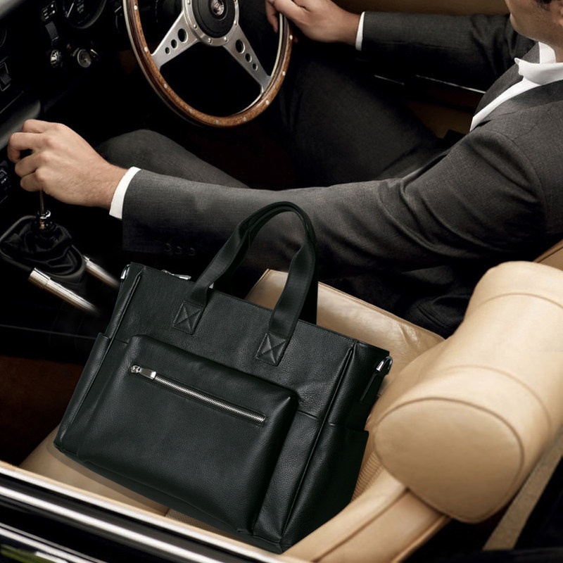 男士手提包真皮大容量出差挎旅行包 guecca男士包袋