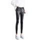 Thickened leather pants for women in autumn and winter black slimming plush and unfilled leather tights for women in women
