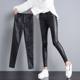 Thickened leather pants for women in autumn and winter black slimming plush and unfilled leather tights for women in women