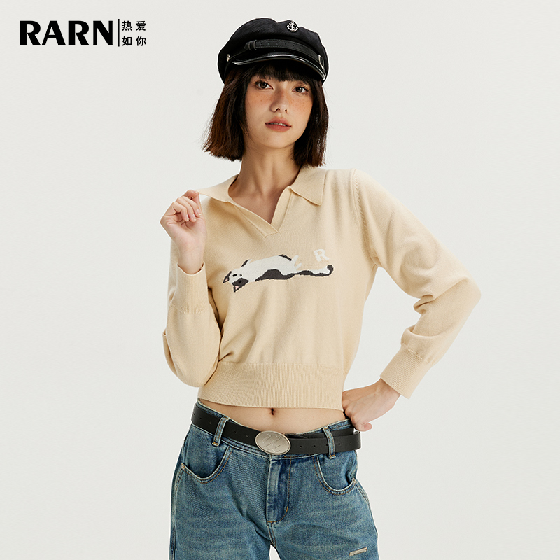 RARN/热爱如你小猫咪针织毛衣RA23AW074-图1