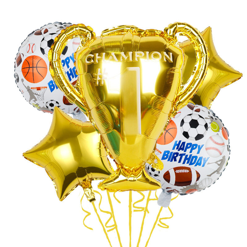 金色奖杯气球套装足球蓝球排球运动主题派对庆祝生日装饰布置气球,淘宝优惠券,粉丝福利购,淘宝优惠卷