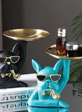 北欧ins风创意法斗托盘玄关钥匙收纳摆件钥匙水果文具收纳托盘可