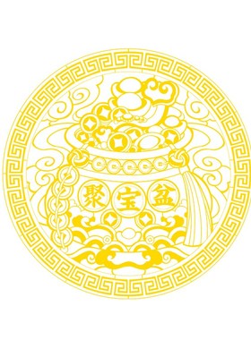 速发聚宝盆金元招财聚财摆件宝金属贴公司客厅玄关装饰品门贴挂件
