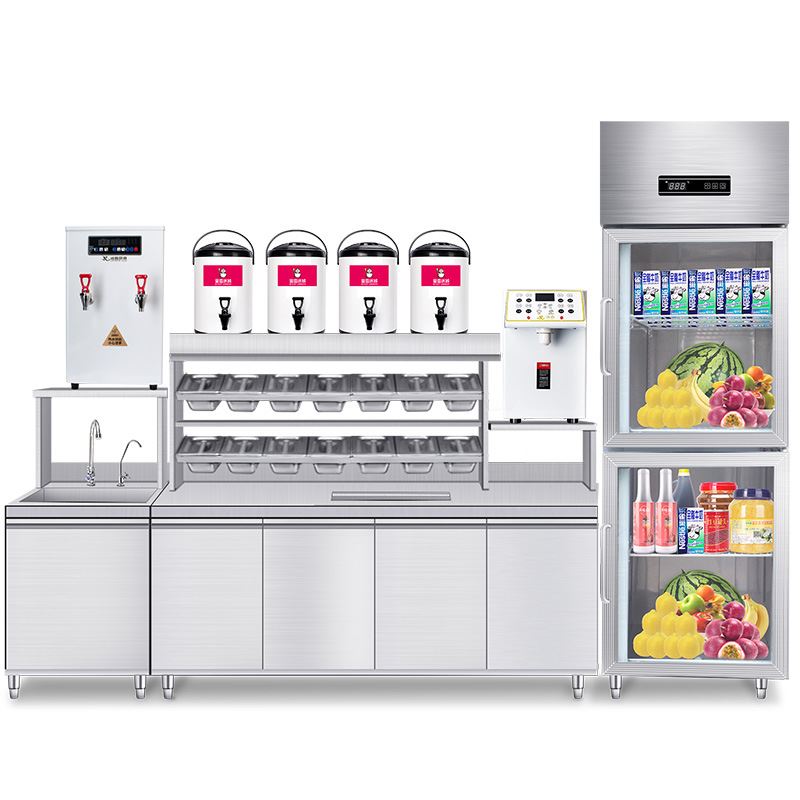 商用奶茶店设备 全套蜜雪冰城工作台 冷藏水吧台不锈钢操作台运费 - 图3