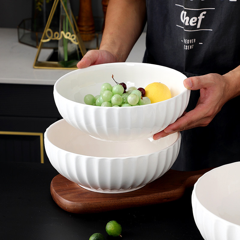 金边陶瓷创意酸菜鱼碗大盆大码面碗餐具陶瓷大碗特大号汤盆大汤碗