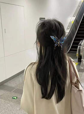 鸢尾蓝原创手工掐丝蝴蝶戒指支持定制项链胸针发夹饰品原创风