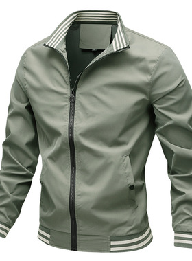 男士纯色立领夹克运动外套
