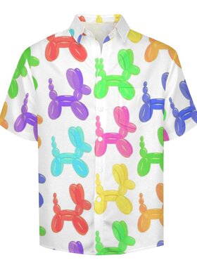 翻领口袋系扣印花衬衫