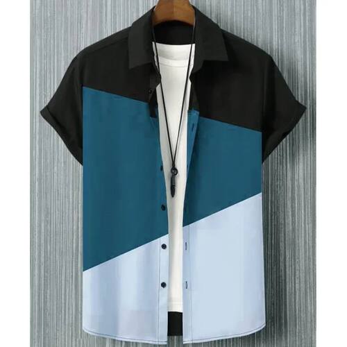 夏季短袖宽松数码印花休闲薄款衬衫男 Printed casual thin shirt - 图2
