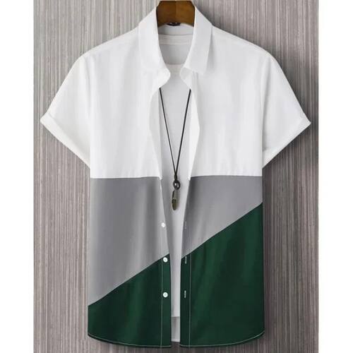 夏季短袖宽松数码印花休闲薄款衬衫男 Printed casual thin shirt - 图1