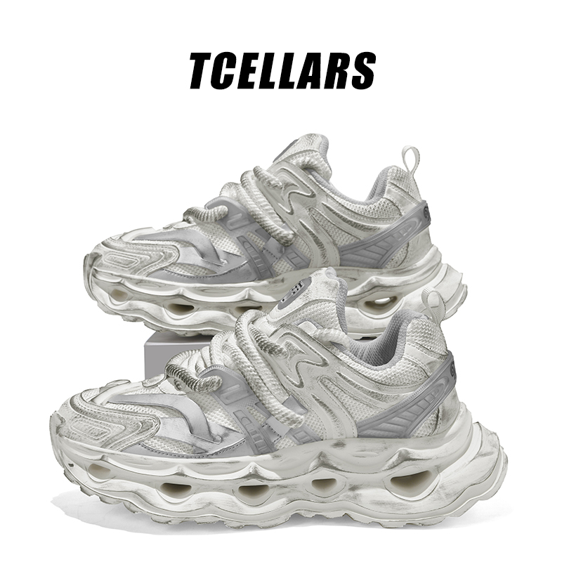 TCELLARS男女同款老爹鞋春秋复古做旧脏脏鞋厚底增高休闲运动鞋子