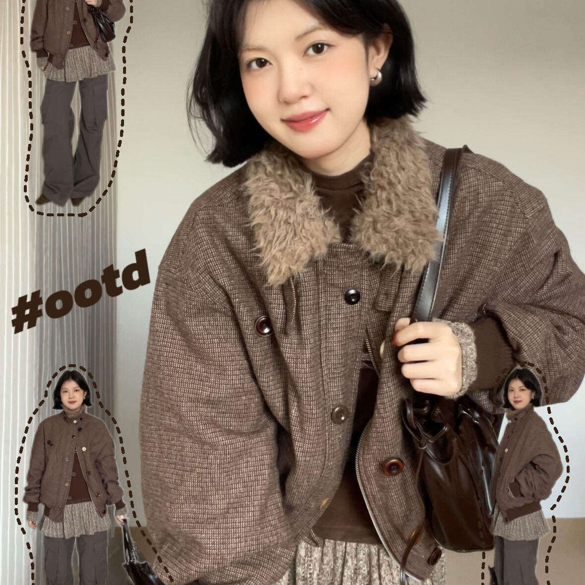 美式复古棉服女2026新款冬装设计感外套短款小个子棉衣棕色巨好看,淘宝优惠券,粉丝福利购,淘宝优惠卷