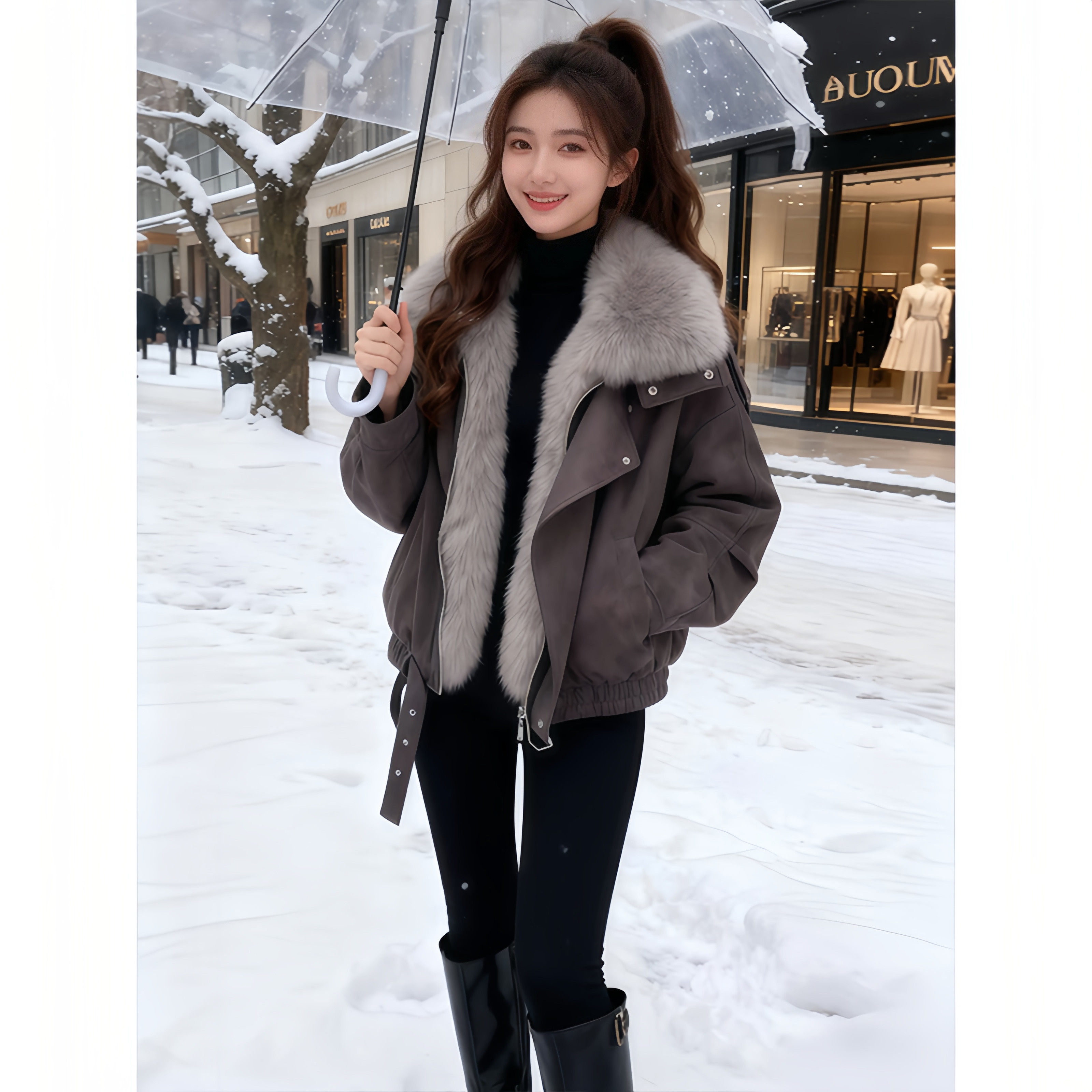 大毛领工装派克服棉服女2025新款冬季设计感夹克加厚保暖外套棉衣,淘宝优惠券,粉丝福利购,淘宝优惠卷