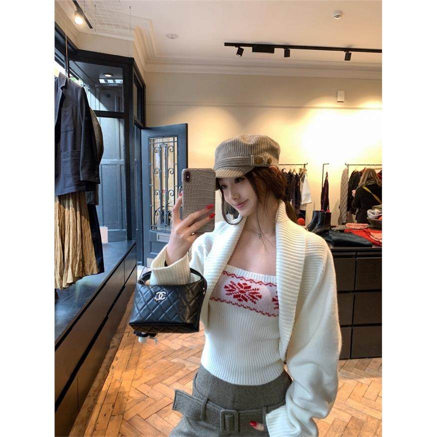 费尔岛坎肩毛衣外套女秋冬短款开衫上衣针织抹胸吊带背心两件套装,淘宝优惠券,粉丝福利购,淘宝优惠卷