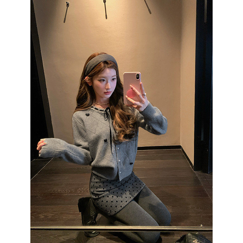 陈大钰高级感超好看灰色针织开衫女秋冬内搭可外穿独特绝美小毛衣,淘宝优惠券,粉丝福利购,淘宝优惠卷