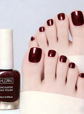 酒红色指甲油脚趾显白儿童可用安全无毒无味免烤专用纯植物可撕拉