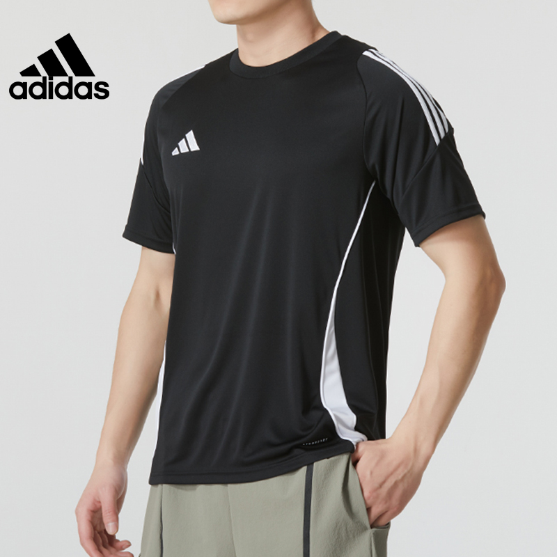 adidas阿迪达斯夏季男子足球运动训练休闲圆领短袖T恤IJ7676