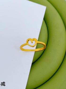 女士爱心戒指黄铜镀金戒指活口可调可爱款婚戒